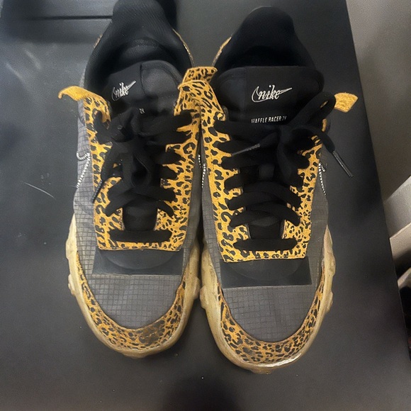 Nike Women's Black and Yellow Leopard Athletic Shoes - Picture 2 of 8